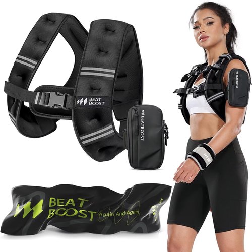 BeatBoost Weighted Vest Woman 10 lb Weight Vest with Ironsand for Walking Strength Training Running Workout Black