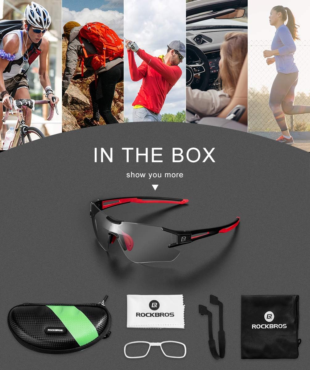 ROCKBROS Cycling Sunglasses Photochromic Bike Glasses for Men Women Sports Goggles UV Protection