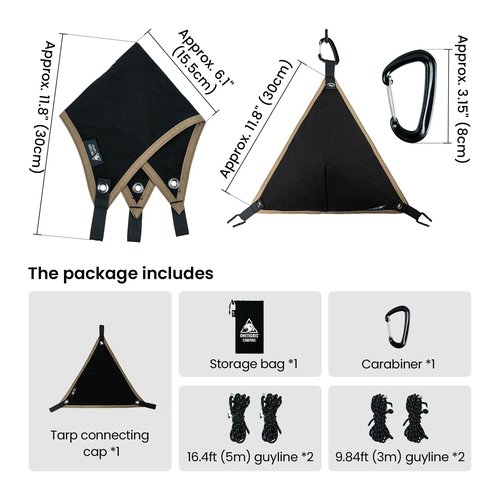 OneTigris Tarp Connecting Cap, General Tent Triangle Waterproof Cap, Teepee Tent and Canopy Connecting Cap Kit, Outdoor Tent Accessory