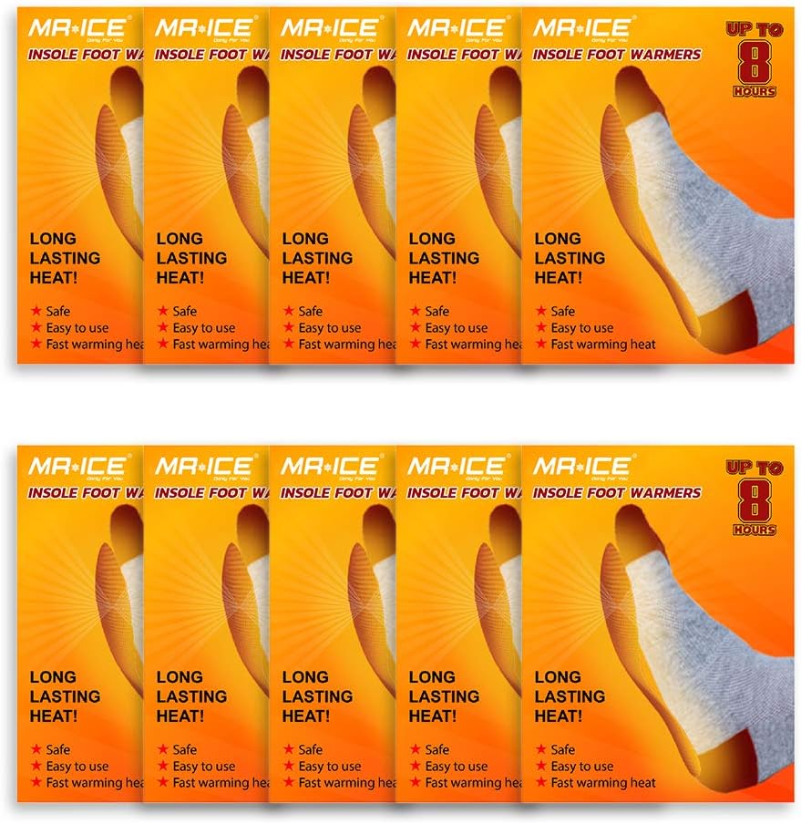 MR.ICE Toe & Insole Feet Warmers - Disposable, Air Activated, Long Lasting Hot Warmers