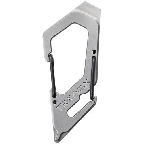 Trayvax Talon Carabiner Clip Multi-Tool, S35VN Stainless Steel Quick Release Keychain Multitool with Bottle Opener and Screwdrivers, Silver