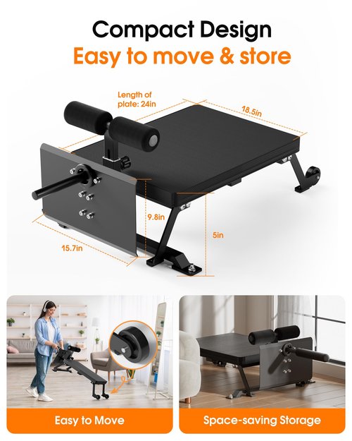 DawnMarine Nordic Curl Bench - Home Gym Hamstring Curl Machine with with 1" & 2" Olympic Weight Plates, Max Hold 450lbs, Compact Glute Machine, Easy to Move and Store with Wheels