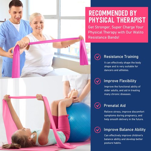 WALITO Fabric Resistance Bands and 4.9ft Yoga Bands for Women and Men, Workout Bands for Physical Therapy, Stretch, Recovery, Pilates, Rehab, Strength Training and Home Gym