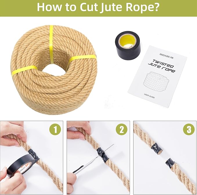 Hemp Rope 2/5 Inch 200 Feet Jute Rope, Natural Heavy Duty Rope, Twisted Hemp Rope for Deer, Thick Rope Tug of War Rope, Nautical Rope for Crafts Swing Rope, Home Decorating Gardening Bundling
