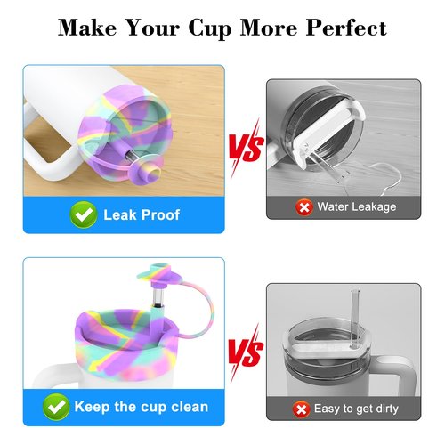 Baoyemes Protective Silicone Bottle Cover Set for Stanley Quencher H2.0 40 30 20 oz Tumbler with Handle & Iceflow, Anti-Scratch Cover Boot for Stanley Cup Accessories BPA Free (C)