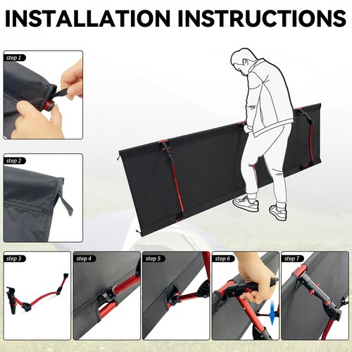 Sutekus Portable Camping Cot, Ultralight & Easy to Set Up, for Outdoor Hiking Travel Beach Mountaineering (Black)