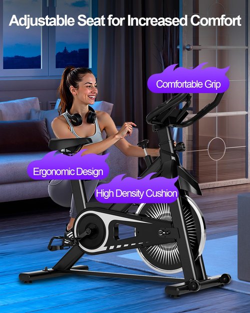 Exercise Bike,Adjustable Resistance Indoor Cycling Bike for Home Exercise - Stationary Bike with Smartphone Holder, LCD Display & Heart Rate Monitor