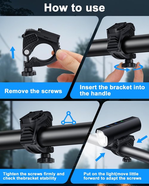 POWVINE 1200 Lumens Bike Front Lights for Night Riding,5+5+3 Models & LED Power Display 360° rotatable Bicycle Headlight with High Beam Low Beam,5000mAh Rechargeable and Waterproof Bike Light
