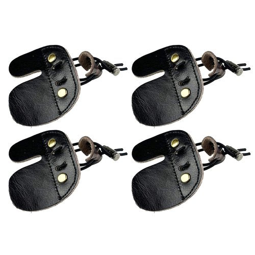 Miokun 4 Pack Leather Archery Finger Tabs, Adjustable Finger Guard Protective Gear,Right Hand (4)