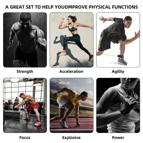 OYINDIZ Resistance Speed Training Set, 8pcs Exercise Explosive Force Bounce Physical Equipment Double Rope Improve Agility Power Strength for Jumping Basketball Tennis Football Volleyball