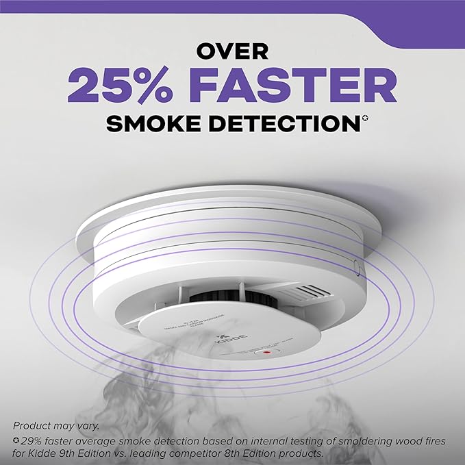 Kidde Smoke Detector, AA Battery Powered, LED Warning Light Indicators, 1 Pack, White, 30CUAR
