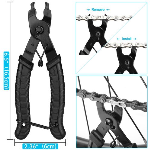 A AKRAF Professional Bike Chain Repair Tool Kit with Chain Breaker Splitter, Bike Link Plier, Chain Wear Indicator Checker, 4 Pairs Bicycle Missing Links for 6-12 Speed and Single Speed Chain