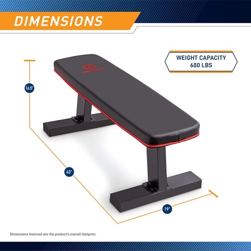 Marcy Flat Utility Weight Bench for Home Gym - Ideal for Weight Training & Ab Exercises