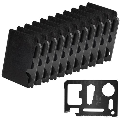 Survival Credit Card Multitool, 11 in 1 Beer Opener Survival Card Tool,Wallet Multitools Card Perfect for Fathers Men Gadgets Stocking Stuffers for Men (12 PCS) (Black)