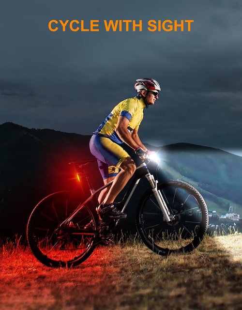 Viccux Bike Lights, [8+12 Modes & USB Rechargeable] Ultra Bright LED Bike Lights for Night Riding Front and Back Flashlight, IP65 Waterproof Bicycle Headlight and Tail Light Set for Cycling