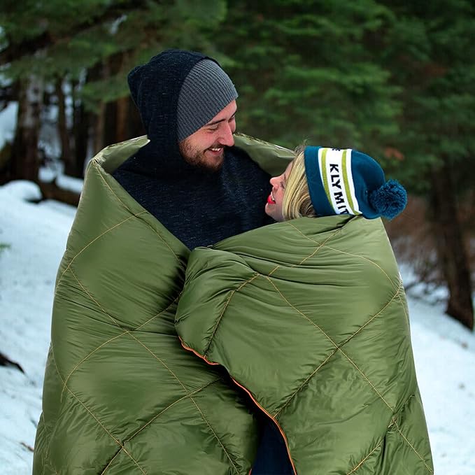 Down Camping Blanket - Packable Backpacking Quilt, Lightweight, Portable, Warm Puffy Camp Blanket, Down Quilt, Water-Resistant, Comfort