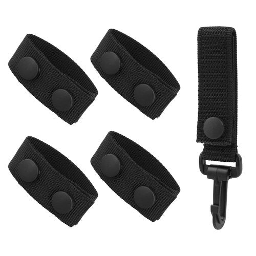 NQEUEPN 4pcs Belt Keepers for Duty Belt, Police Nylon Belt Keepers with Belt Hook Double Snaps Duty Belt Loop Keepers Belt Key Clip Holder for Hanging Key Enforcement Accessories(Black)