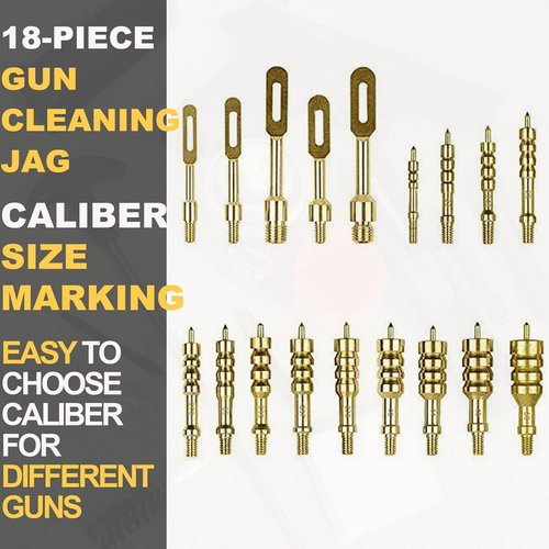 iunio Solid Brass Gun Cleaning Jag Set, Gun Cleaning Jag for Rifle Cleaning and Maintenance Solid Brass Slotted Tip with Storage Case