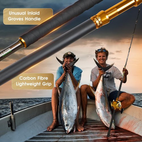 TRHUNTER Offshore Trolling Rod Saltwater Big Game Boat Fishing Rod Heavy Duty Roller Rod (6' - 80-120lbs - Carbon Butt)