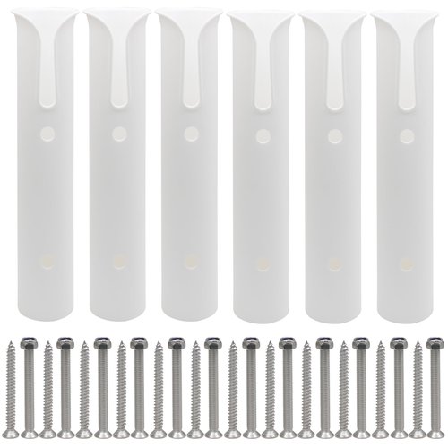 Litoexpe 6 Pcs Fishing Rod Holder Bracket Wall Mounted, Tubes Links Fishing Rod Holder Rack, Boat Side Mount Tool Holder for Boat Kayak Fishing Cooler Trailer, White