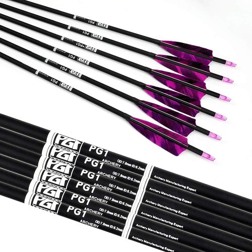 31-Inch Carbon Arrows Target Practice Hunting Arrow with 4" Shield Fletching spine 500 Arrows for Recurve Bow LongBow Compound Bow(Pack of 6)