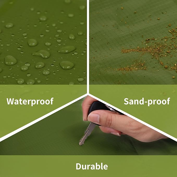 Frelaxy Pocket Picnic Blanket, Waterproof Beach Blanket, Compact Camping Blanket, Lightweight Outdoor Blanket for Beach Festival Camp Picnic Hiking Travel (Army Green, 28'' x 47'')