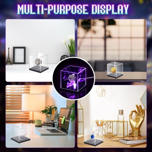 Colingmill Acrylic Championship Ring Display Case with LED Light 7 Color Clear Ring Holder UV Protected Light up Display Box for Sports Basketball Baseball Souvenir Memorabilia Gift