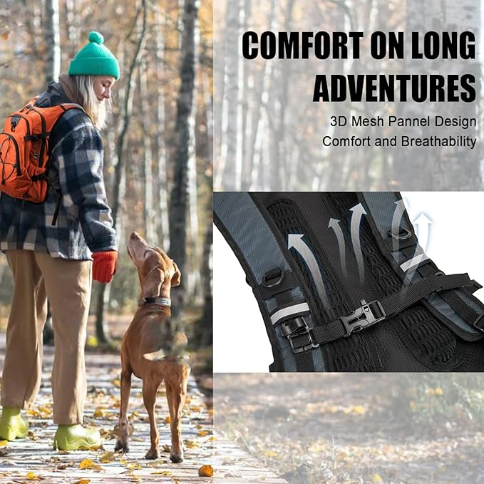 Hydration Backpack Pack with 2L Water Bladder 18L Hiking Backpack Women Men Lightweight Hydropack Insulated Daypack for Biking, Running, Festival