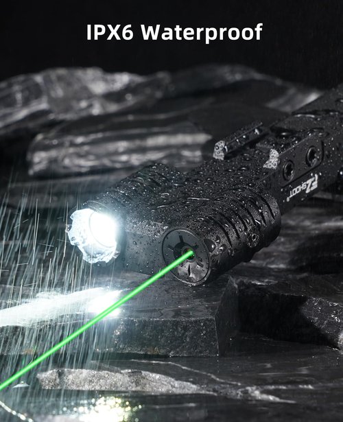 EZshoot 1600 Lumen Rifle Light Laser Combo with USB Rechargeable, Green Laser Light Combo Compatible with Picatinny Rail, Rechargeable Tactical Flashlight for Rifle with Strobe Mode