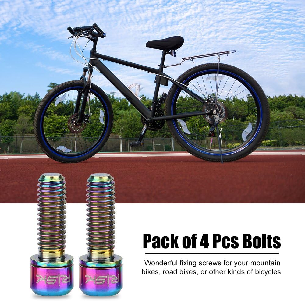 Vbestlife Titanium Bolts, M6X18Mm 4Pcs Mountain ycle Bike Disc Brake Clamp Bolt Fixed Screw with Gasket Bike Stem Bolts Bike Stem Bolts