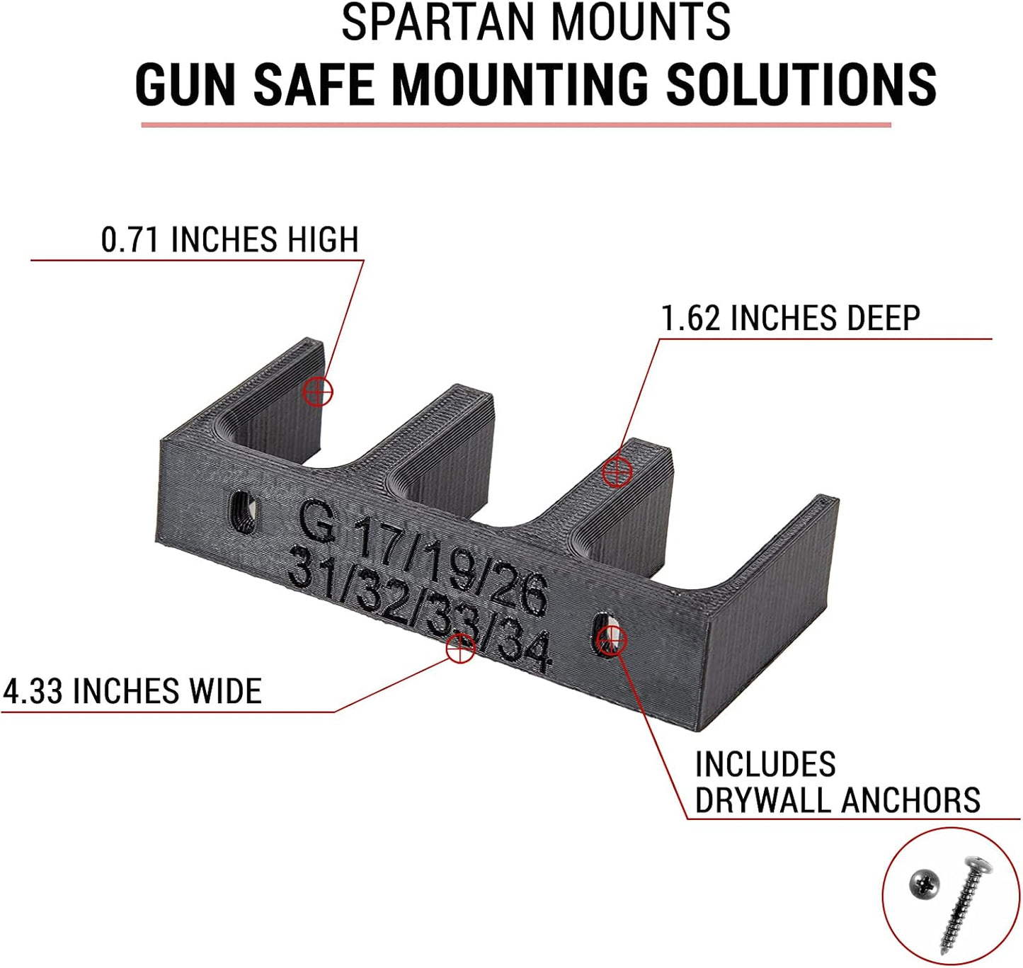 Spartan Mounts Compatible with Glock Magazines | Firearm Accessories, Wall Mount Mag Display for Gun Room, Ammo Storage, Gun Safe Armory Tactical.