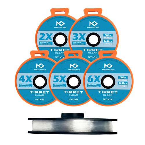 MASTER LOGIC Fly Fishing Nylon Tippet Leaders Line with Silicone Tenders 55 Yard, 2X-6X Tippets Clear