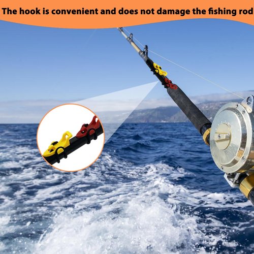 QUANFULTEC Fishing Hook Keeper，Fishing Hook Keeper for Fishing Rod，Fishing Hook Holder,Holder with 3 Sizes Rubber Rings，Bait HolderSuitable for a Variety of Fishing Rods 6 Pcs