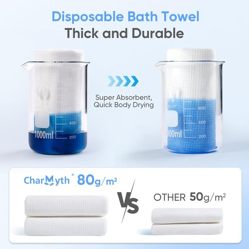 Charmyth Disposable Bath Towel 1 Pack 56'' x 27.5'' Disposable Body Towels for Travel, Durable Large Portable Towels for Camping Beach Swimming SPA, Individually Packed