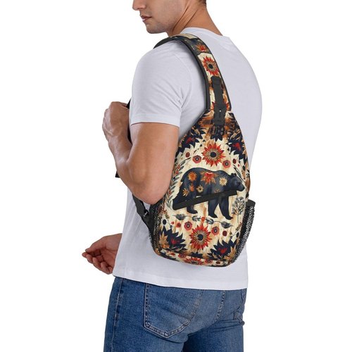 Native American Indian Sling Backpack Chest Bag Crossbody Shoulder Bag Gym Cycling Travel Hiking Daypack For Men Women