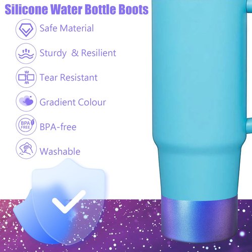ZWIN Chameleon Gradient Matte Luster Silicone Boot,Silicone Boot Sleeve,Water Bottle Boot Compatible with 12-40oz & Water Bottle and More Bottles with 2.8-3in Base(Sapphire Blue)