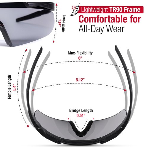 Eclipse Optics Shooting Glasses - ANSI Z87.1+ Anti-Fog and Scratch Resistant Safety Glasses with UV Protection - Black