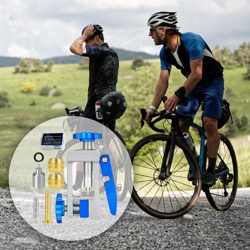 SYWAN Bike Hydraulic Brake Tool Kit, Hydraulic Brake Hose Cutter 2 in 1 Bicycle Hydraulic Line Cutter Bike Brake Hydraulic Hose Fitting Insert Tool (Blue-1)