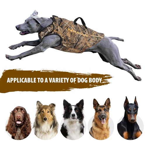 Hunthor Dog Hunting Vest, 5mm Neoprene Camo Dog Vest for Waterfowl, Duck, Dove, and Bush Hunting, Insulated, Fast-Dry, and Tear-Resistant for Outdoor Activities