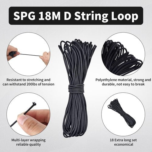 SPG 59ft D Loop Material - Tear and Durable - Archery D Loop String for Compound Bow Withstand 200lbs Bow Release D Loop String with Bow String Wax Bowstring Maintenance Tools