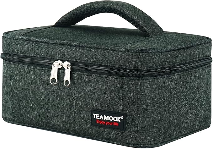 Small Lunch Bag Mini Lunch Box Insulated Portable for Adults Men Women Work with Handle En-large 5.8L Black