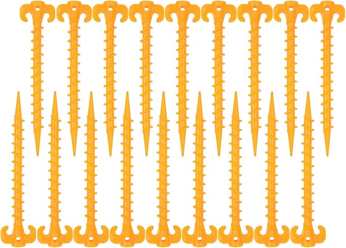 AYAMAYA 8/12/16 PCS Spiral Tent Stakes, 8 Inch Screw in Sand Stakes, Easy Installation Camping Ground Stakes, Tent Spikes with Storage Bag for Beach Garden Yard Canopy Tarp Rainfly Tent Accessories