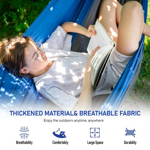 Camping Hammock for Adults with 2 Tree Straps – Lightweight & Portable Nylon Hammock Swing for Hiking, Travel, Backpacking, Backyard (Red+Black)