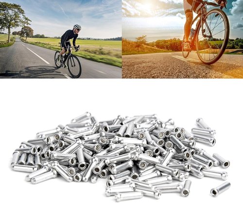 100Pcs Silver Brake Cable End Cap Crimps Ferrules Caps Road Mountain Bicycles Brake Cable Cap End Tip Easy to Use Mountain Road Brake Cable End Tip Cycling Parts and Components