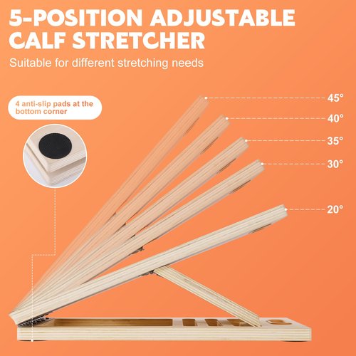 Portable Slant Board for Calf Stretching, Adjustable Wooden Calf Stretcher Incline Board, Calf Stretch Board for Squats Leg Knees Heel Ankle Stretching