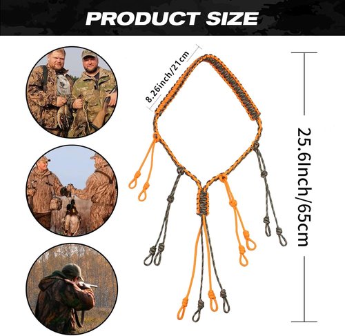Duck Call Lanyard Hunting Goose Calls Paracord Braided Necklace 12 Adjustable Loops Outdoor Predator Gear Nylon Game Call for Pheasant Waterfowl