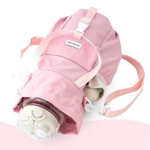 BAVELOE Water Bottle Holder with Strap Phone Pocket 32oz 40oz 64oz Tumbler Water Bottle Carrier Sling Bag Crossbody (Pink)