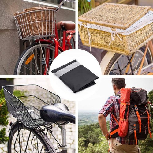 Bicycle Basket Waterproof Cover, Electric Motorcycle Basket Inner Lining Protective Cover, Outdoor Backpack rain Cover with Reflective Strip 2PCS