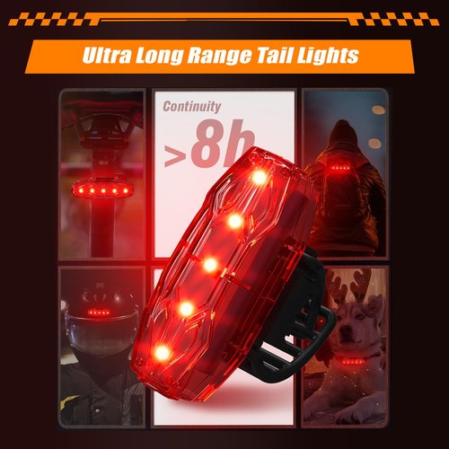 Bike Lights, Bike Lights for Night Riding, 6 LED Aluminum Alloy USB Rechargeable Bike Headlight and Tail Light, IPX5 Waterproof Bicycle Light Front and Back, Bike Light Front and Rear Set for Adults