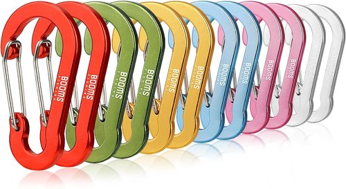 Booms Fishing CC1 Multi-Use Carabiner Clip, 6 Pack Small Caribeener Clips, Mini Keychain Caribeaner Clip 2 inch, Aluminum D Ring Carabiners, Multi-colored